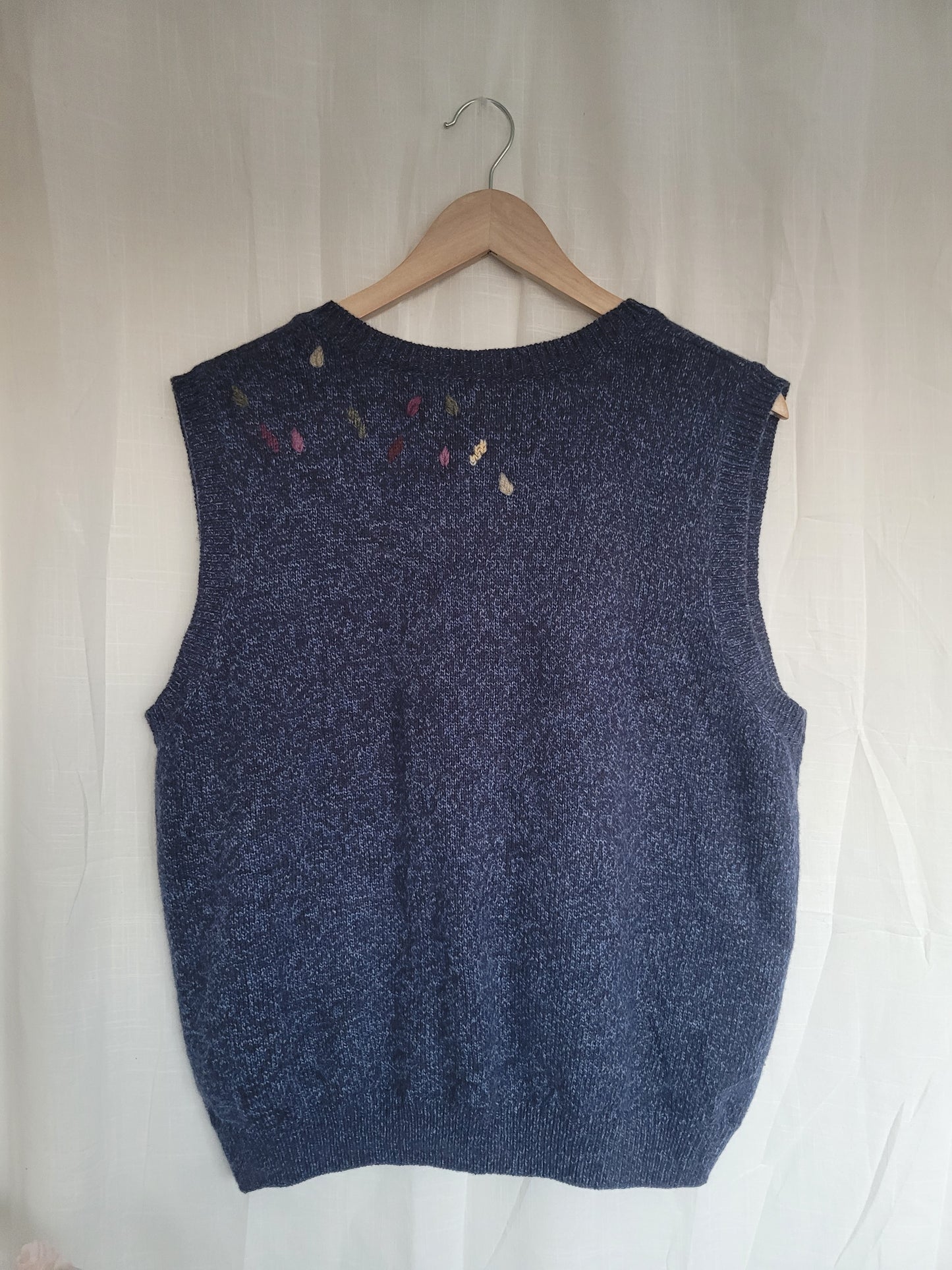 Whispering Leaves π - vintage vest with autumn tree - size L/XL