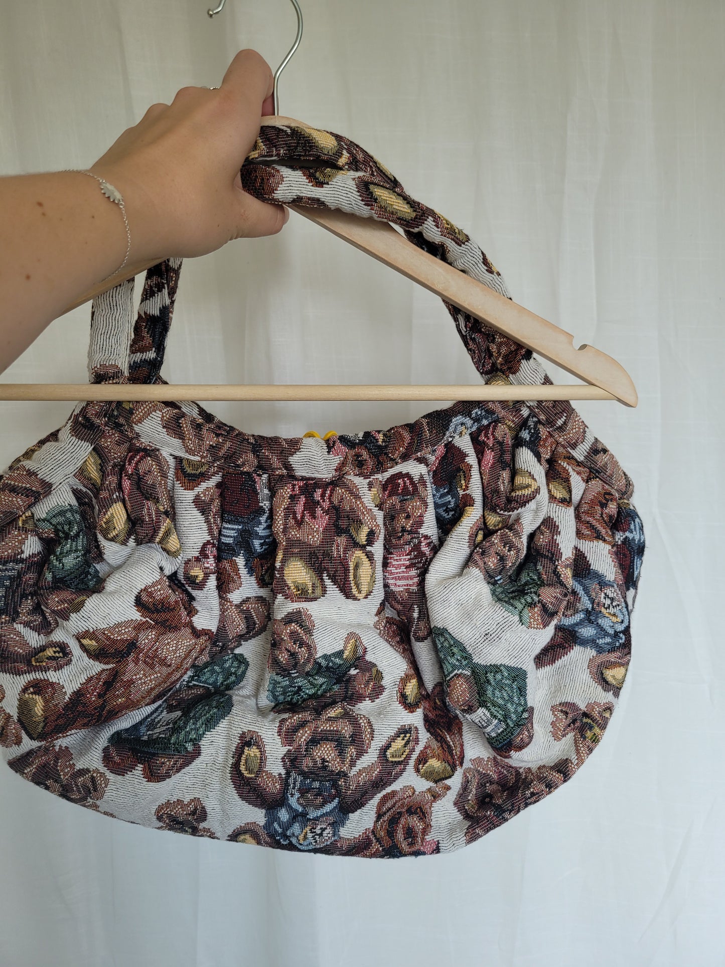 The Bear Pair Bag 🧸 - vintage tapestry bag with bear print
