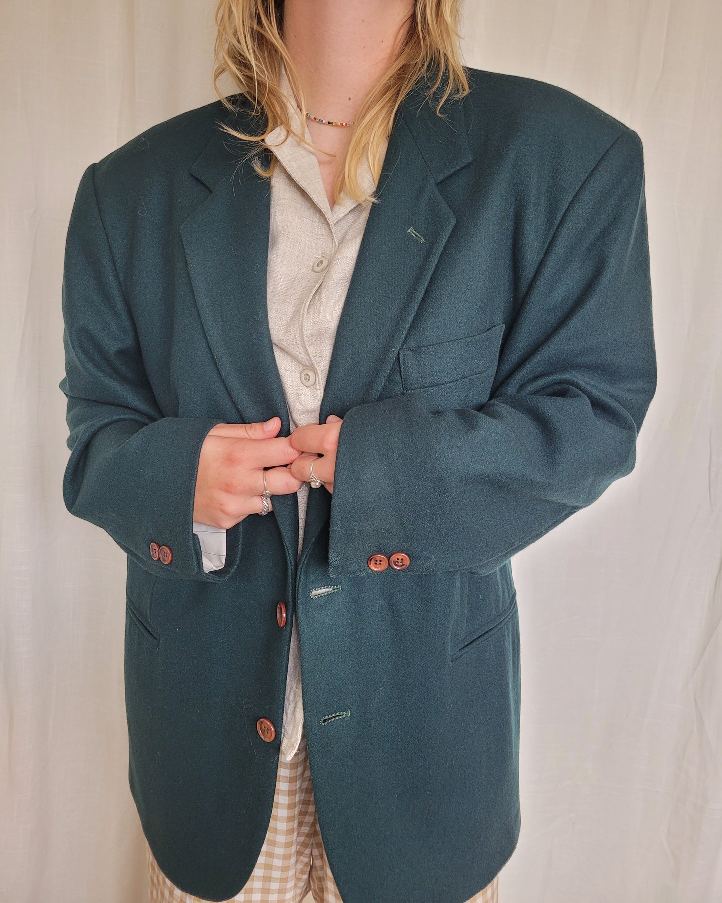 π² Evergreen Silence - dark green vintage blazer - size XL/XXL