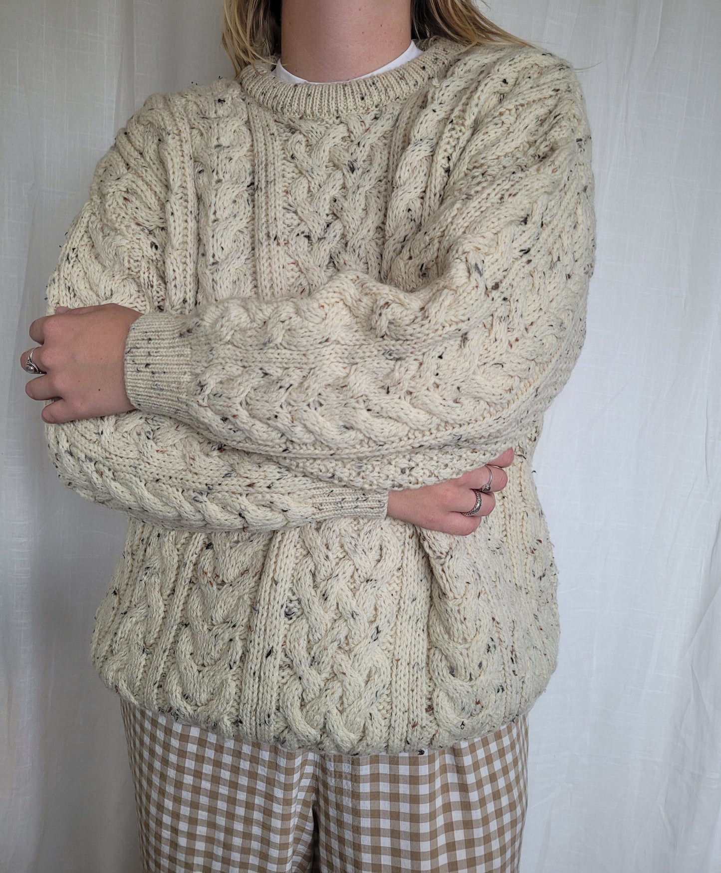 ☕ Morning Stillness - Aran knitted sweater - size L/XL