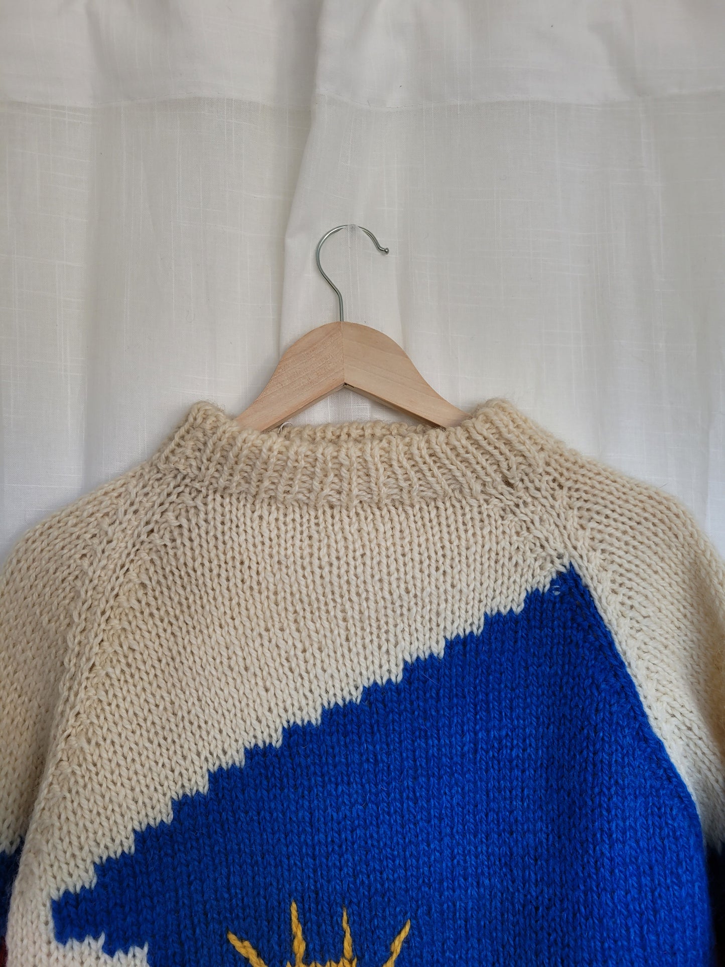 π The Sunny Porch - funky chunky handmade knitted sweater with cottage details - size M