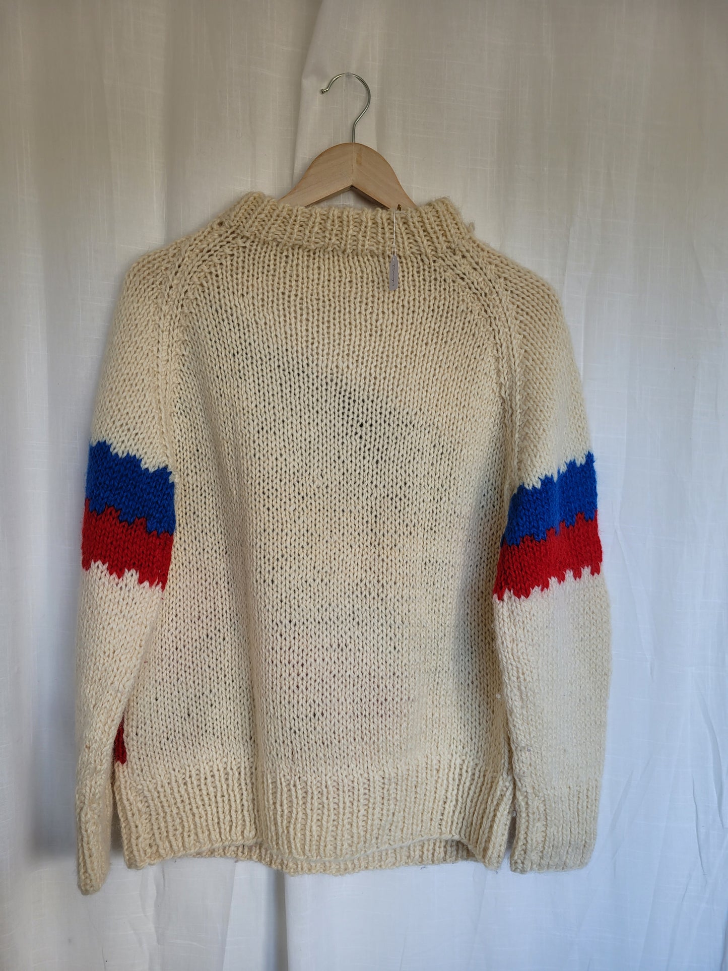 π The Sunny Porch - funky chunky handmade knitted sweater with cottage details - size M