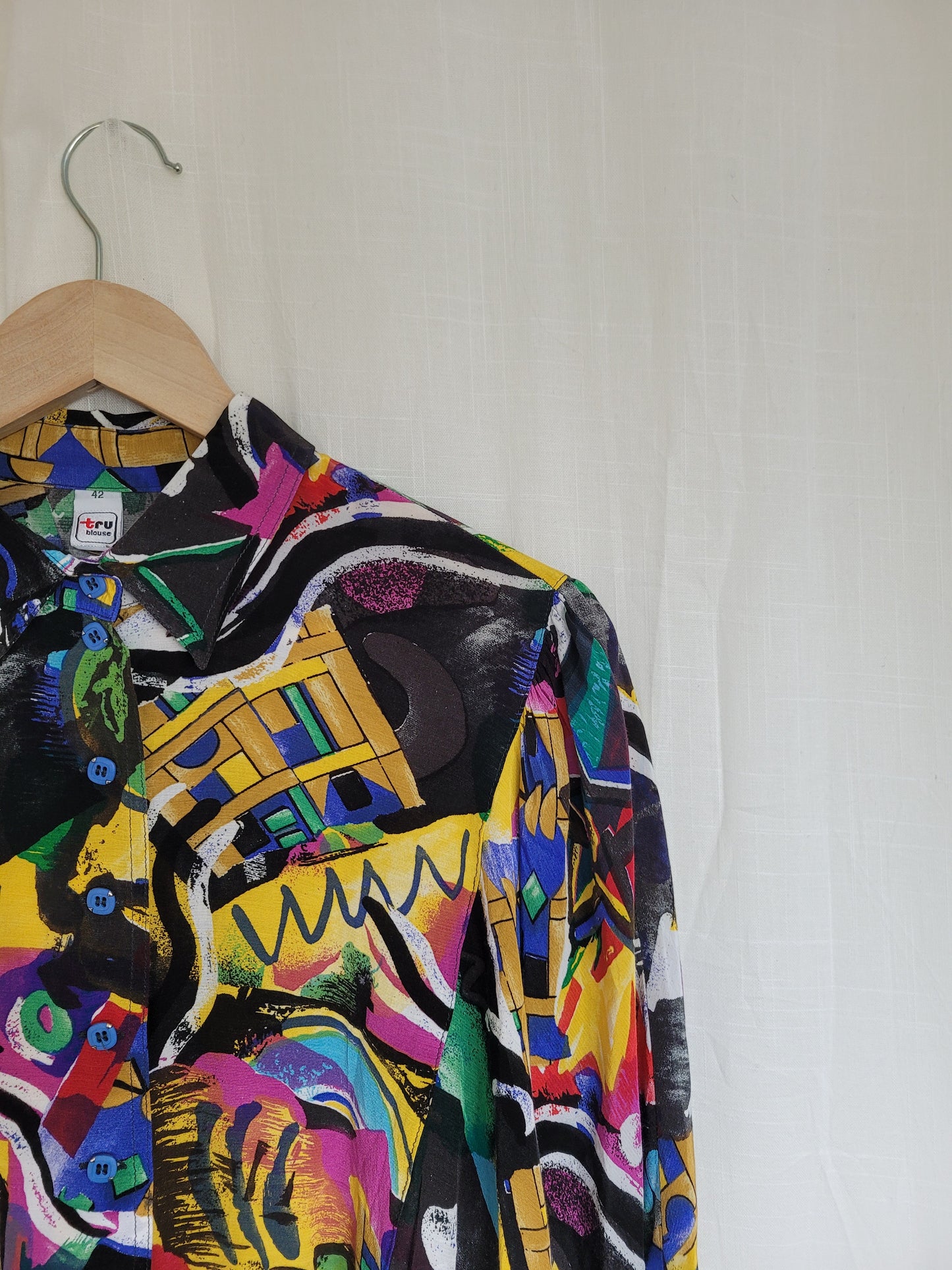 β¨ Abstract Daydream - vintage funky abstract blouse - size L