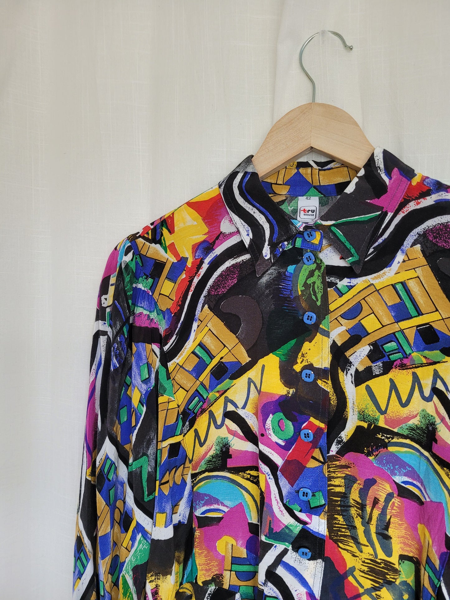 β¨ Abstract Daydream - vintage funky abstract blouse - size L