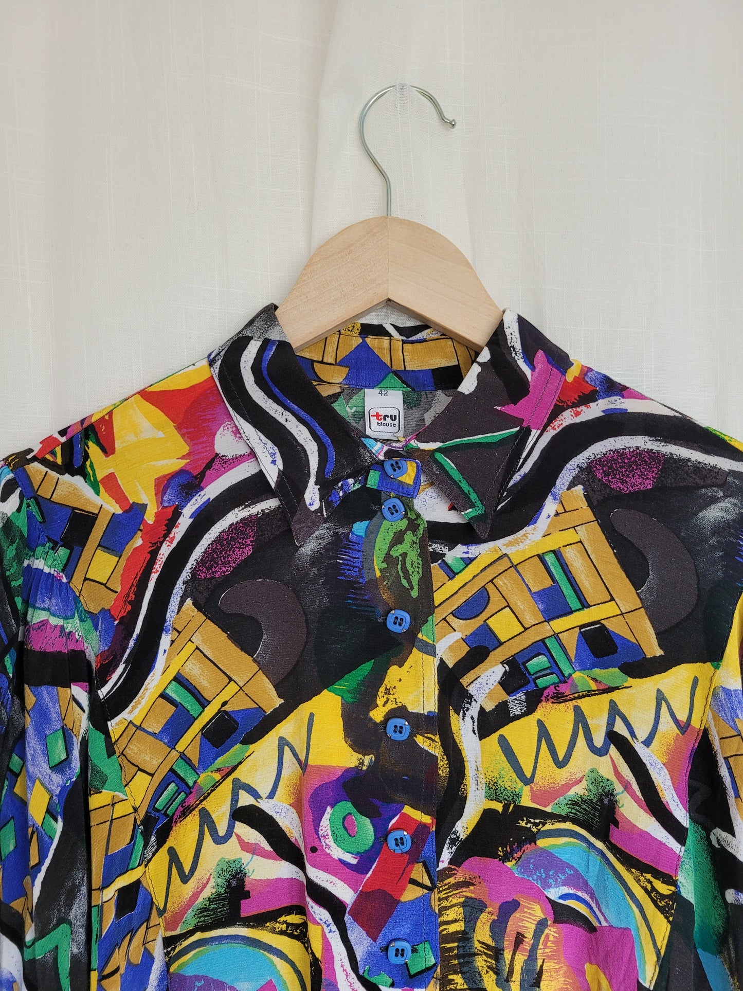 β¨ Abstract Daydream - vintage funky abstract blouse - size L