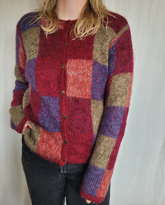 π The Colors of October - vintage cardigan in warm autumn colors - size L