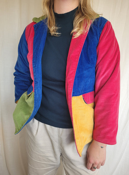 π¨ Primary Playground - vintage bright colored corduroy jacket - size S/M