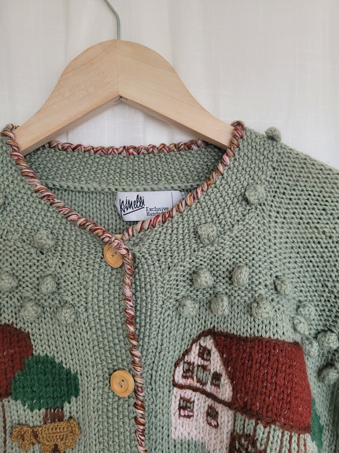 π‘ Farm in the Meadow - vintage knitted cardigan with farm design - size L