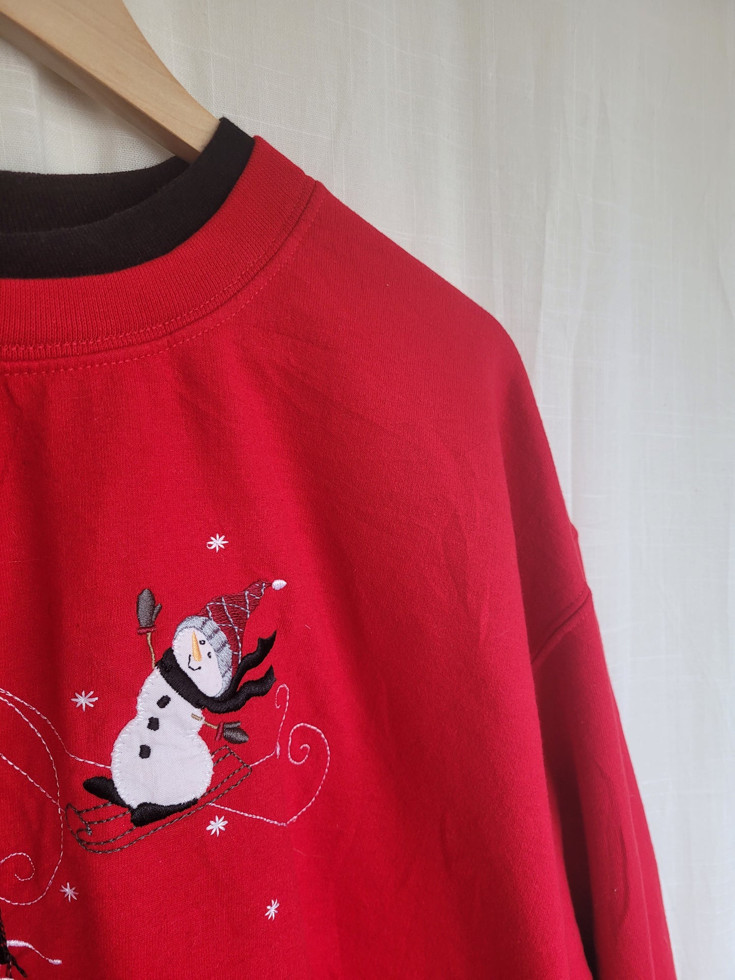 🎿 Slopeside Snowday - vintage crewneck sweater with skying snowmen - size XXL/XXXL