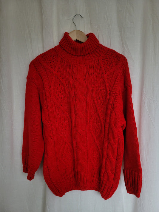 ❤️ Ruby Hug - vintage cable knitted turtle neck sweater - size M