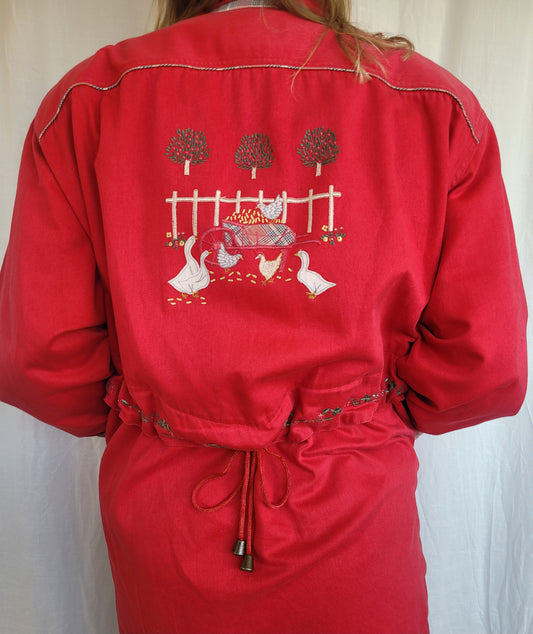 🧵 Country Stroll - vintage coat with embroidered geese - size M/L