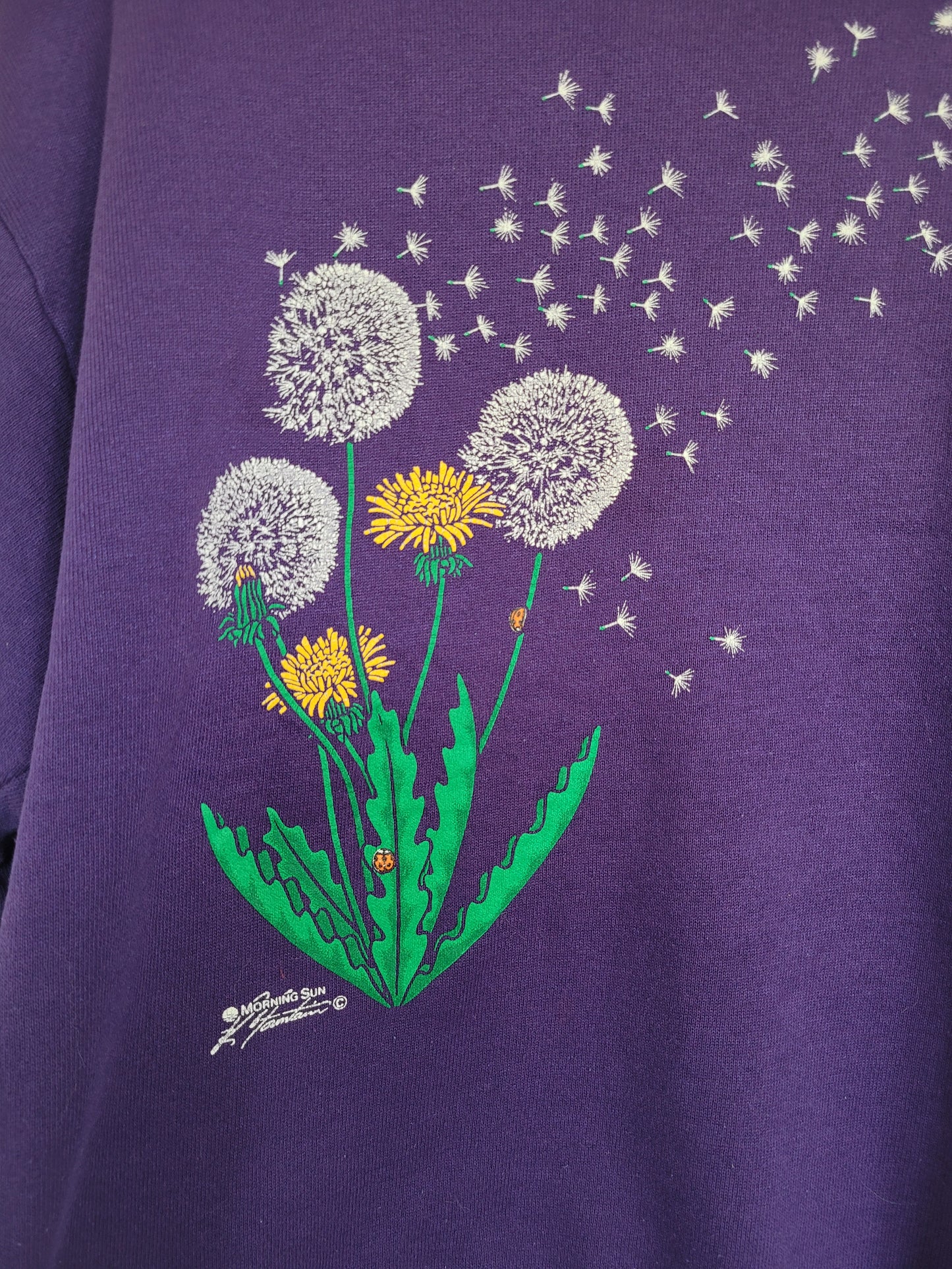 π Make a Wish - vintage crewneck sweater with dandelions and ladybugs - size M