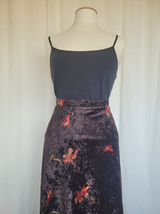 🔮 Witching Hour - vintage dark brown velvet skirt - size L
