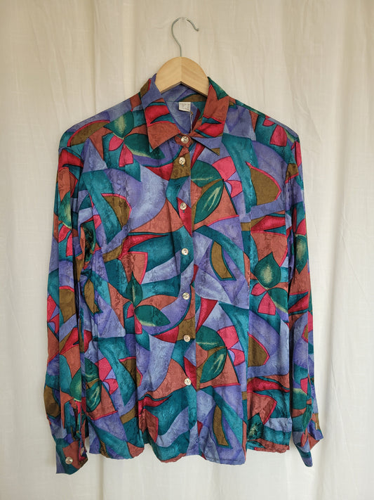 🌒 Dusky Dream - vintage silk blouse - size L