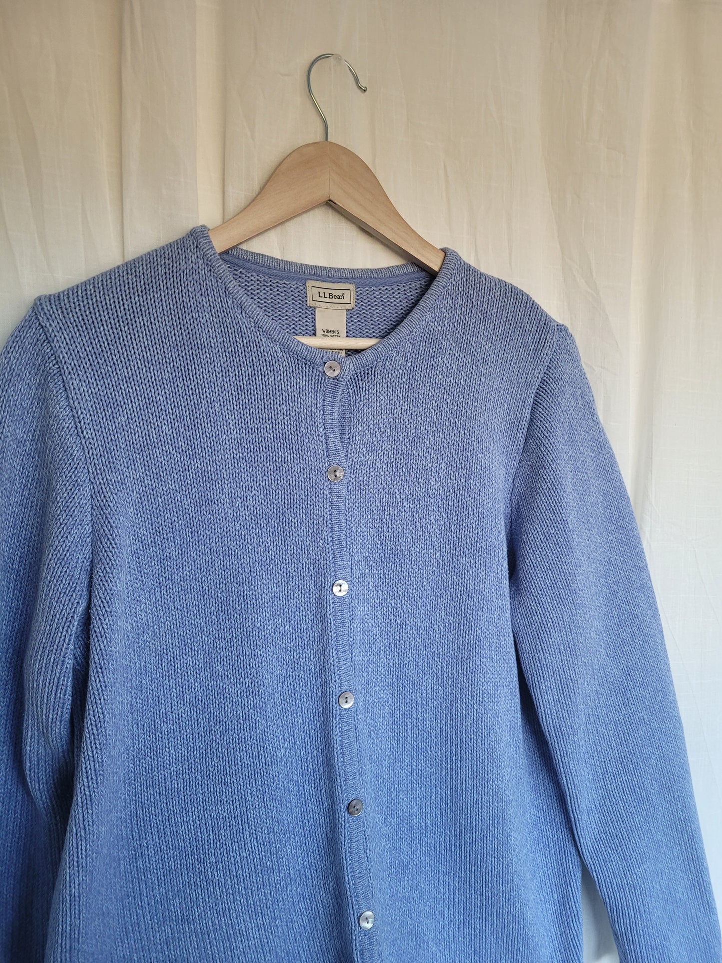 π Coastal Morning - light blue cotton cardigan by L.L. Bean - size XL