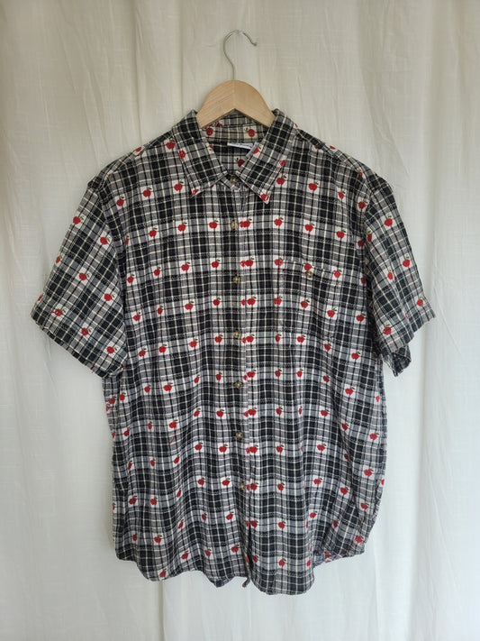 ๐ An Apple a Day... - vintage checked blouse with apple pattern - size XL