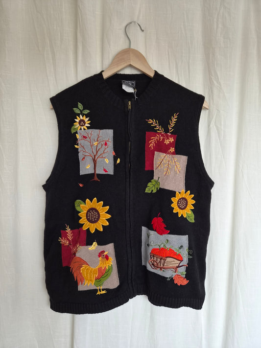 π The Harvest Wagon - vintage spencer with patchwork and embroidery autumn details (Perfectly Imperfect)- size L