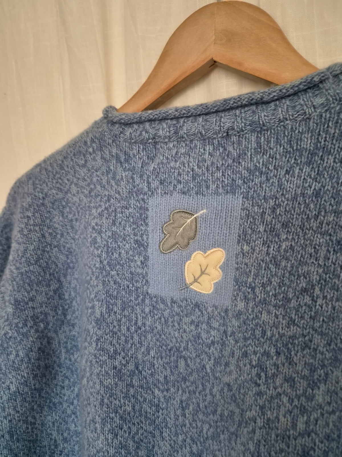 π The Frosted Leaf Collection - vintage Tulchan knit with embroidered leaves - size L