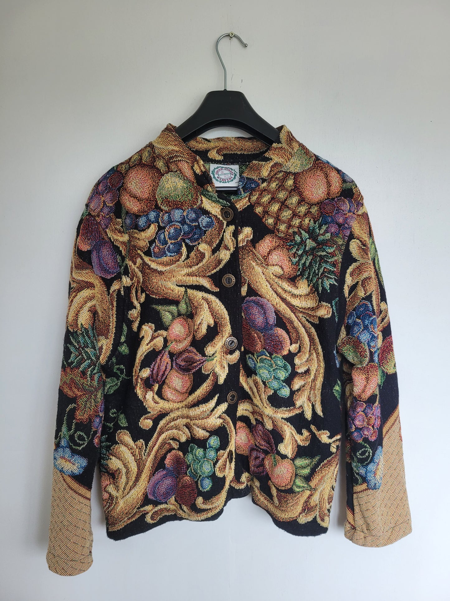 Baroque Botanica - vintage tapestry jasje met prachtige fruit print - maat L