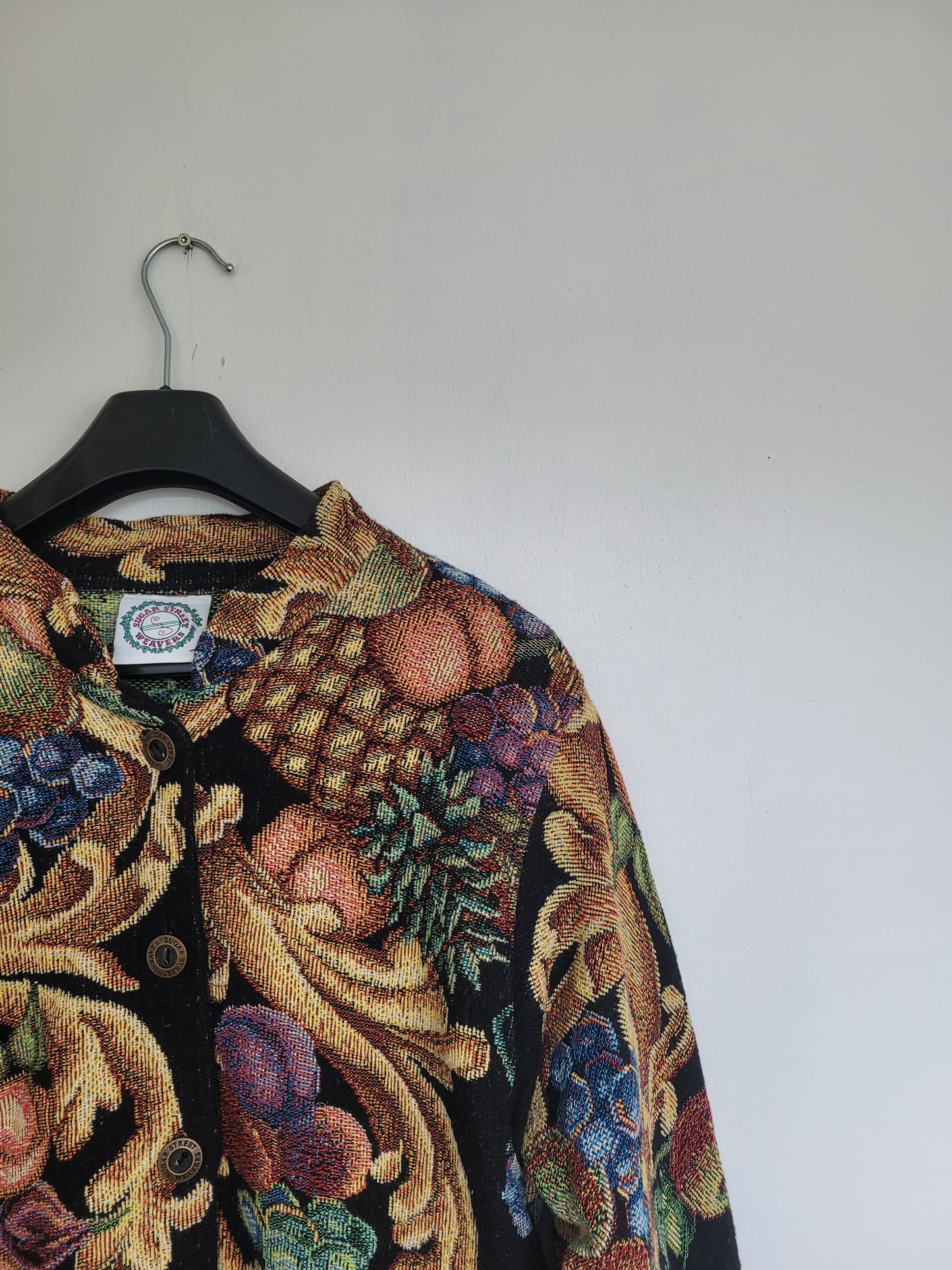 Baroque Botanica - vintage tapestry jasje met prachtige fruit print - maat L