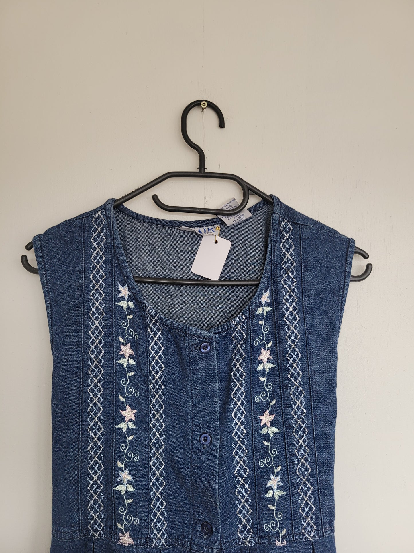 Denim bloemen jurk - M