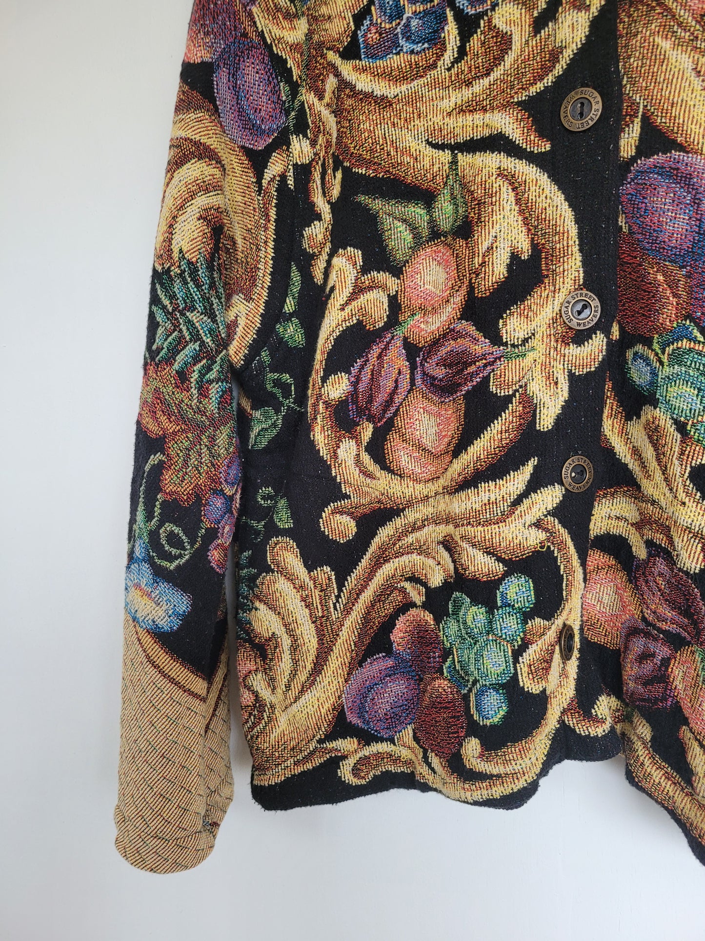 Baroque Botanica - vintage tapestry jasje met prachtige fruit print - maat L