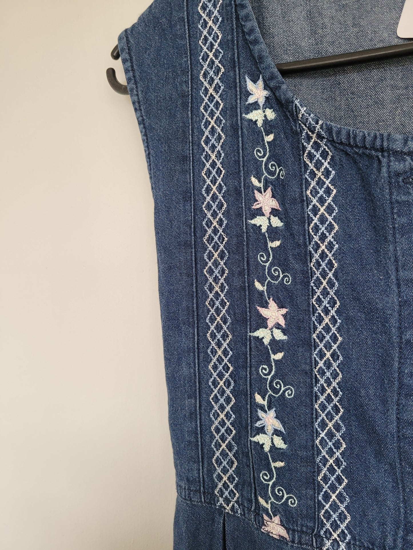 Denim bloemen jurk - M