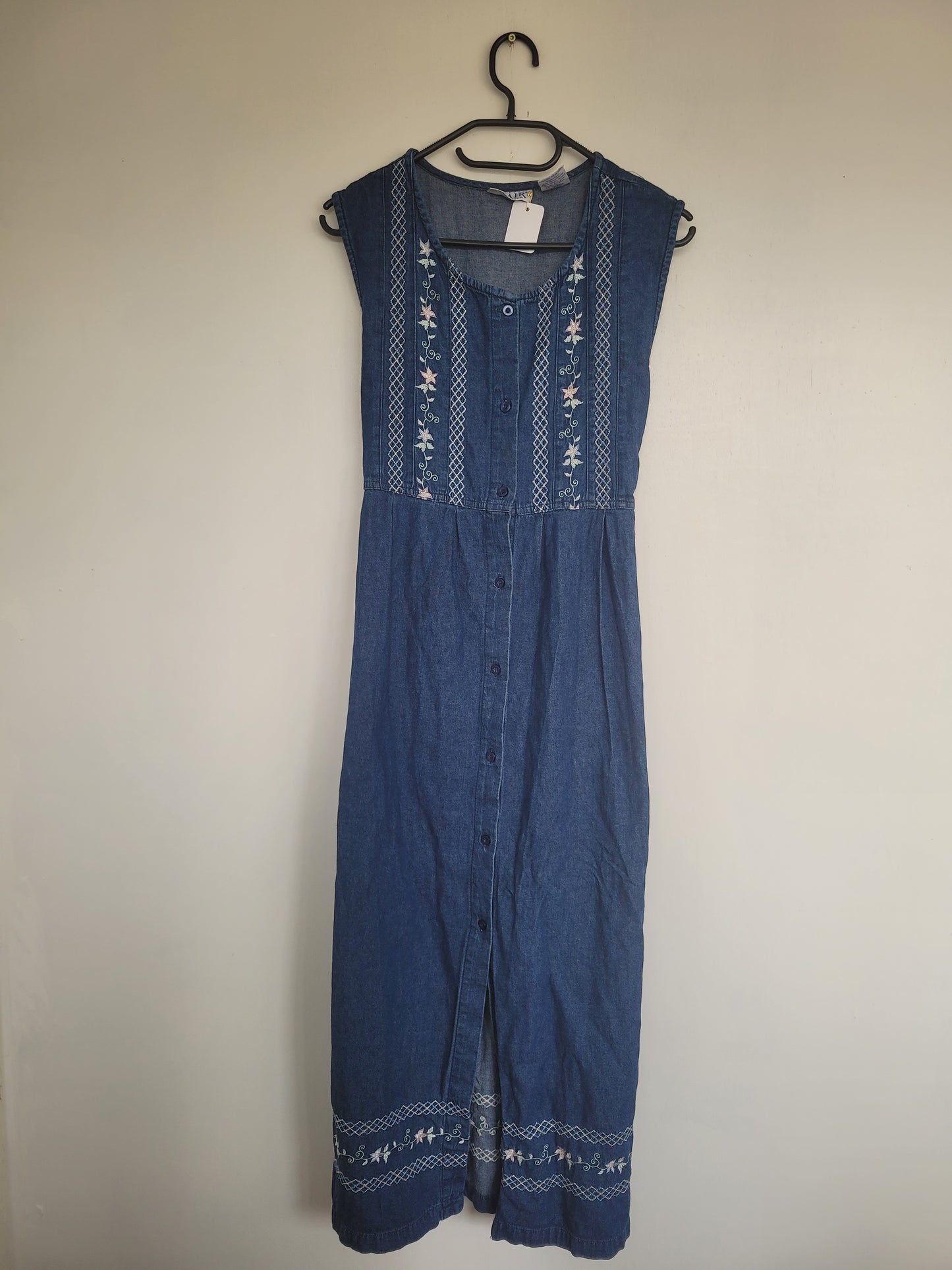 Denim bloemen jurk - M