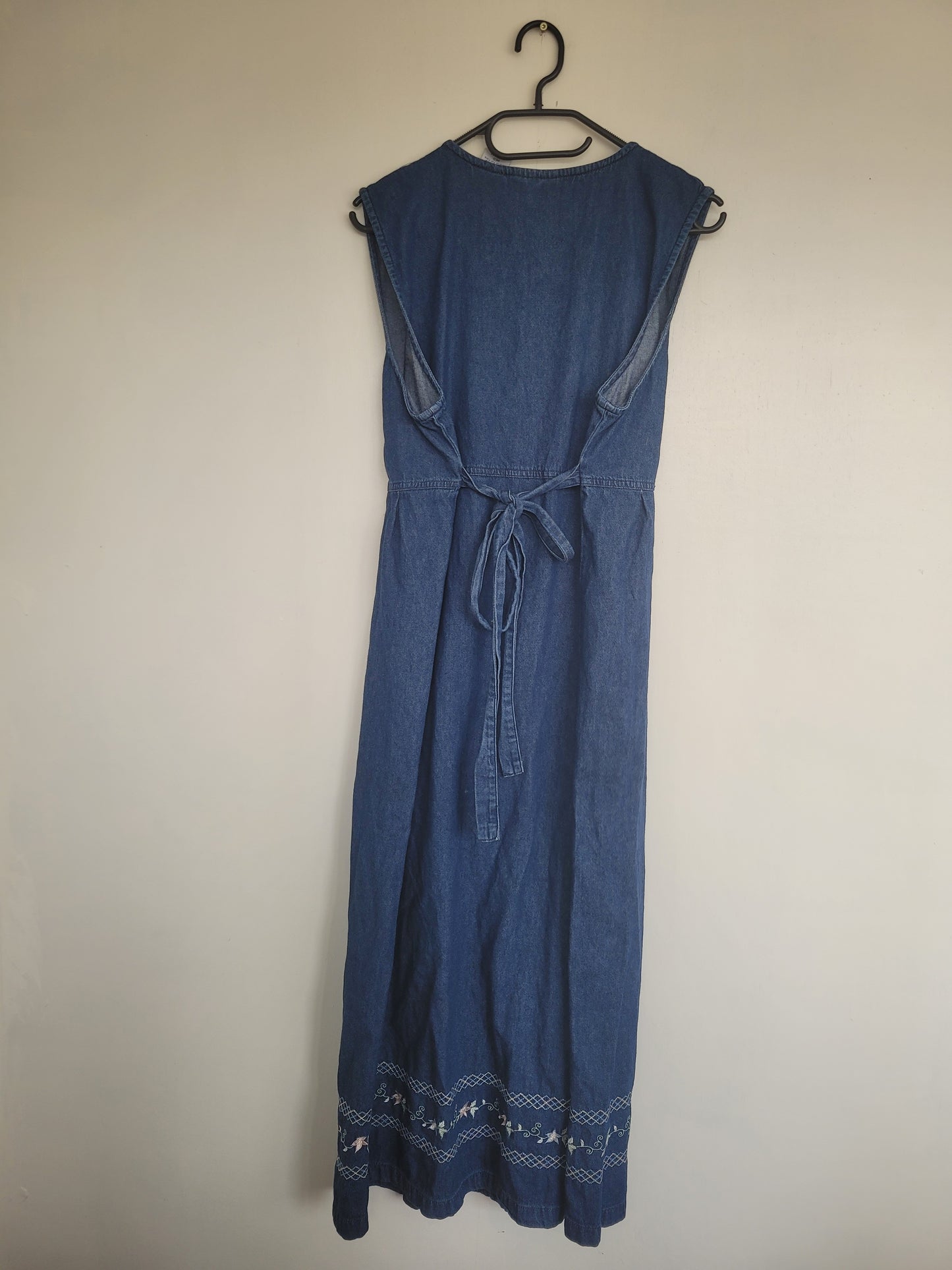 Denim bloemen jurk - M