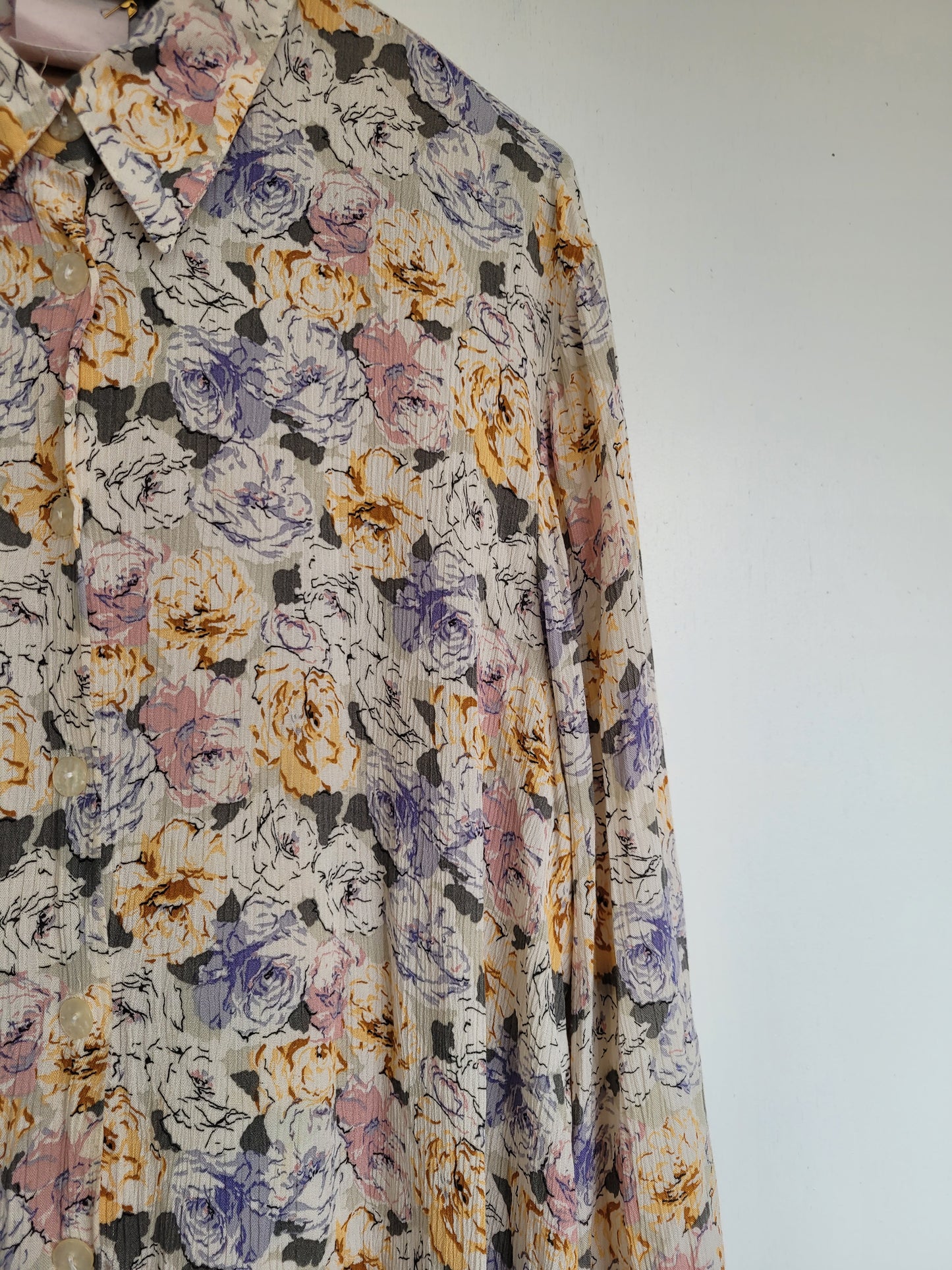 Pastelkleurige bloemen blouse - L/XL