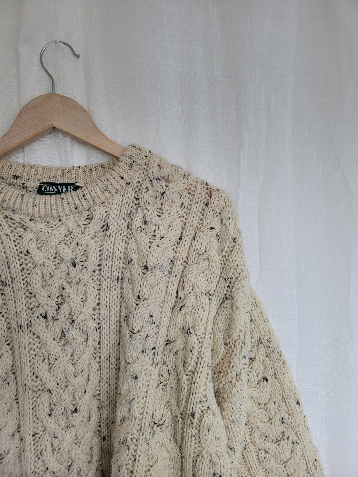 ☕ Morning Stillness - Aran knitted sweater - size L/XL