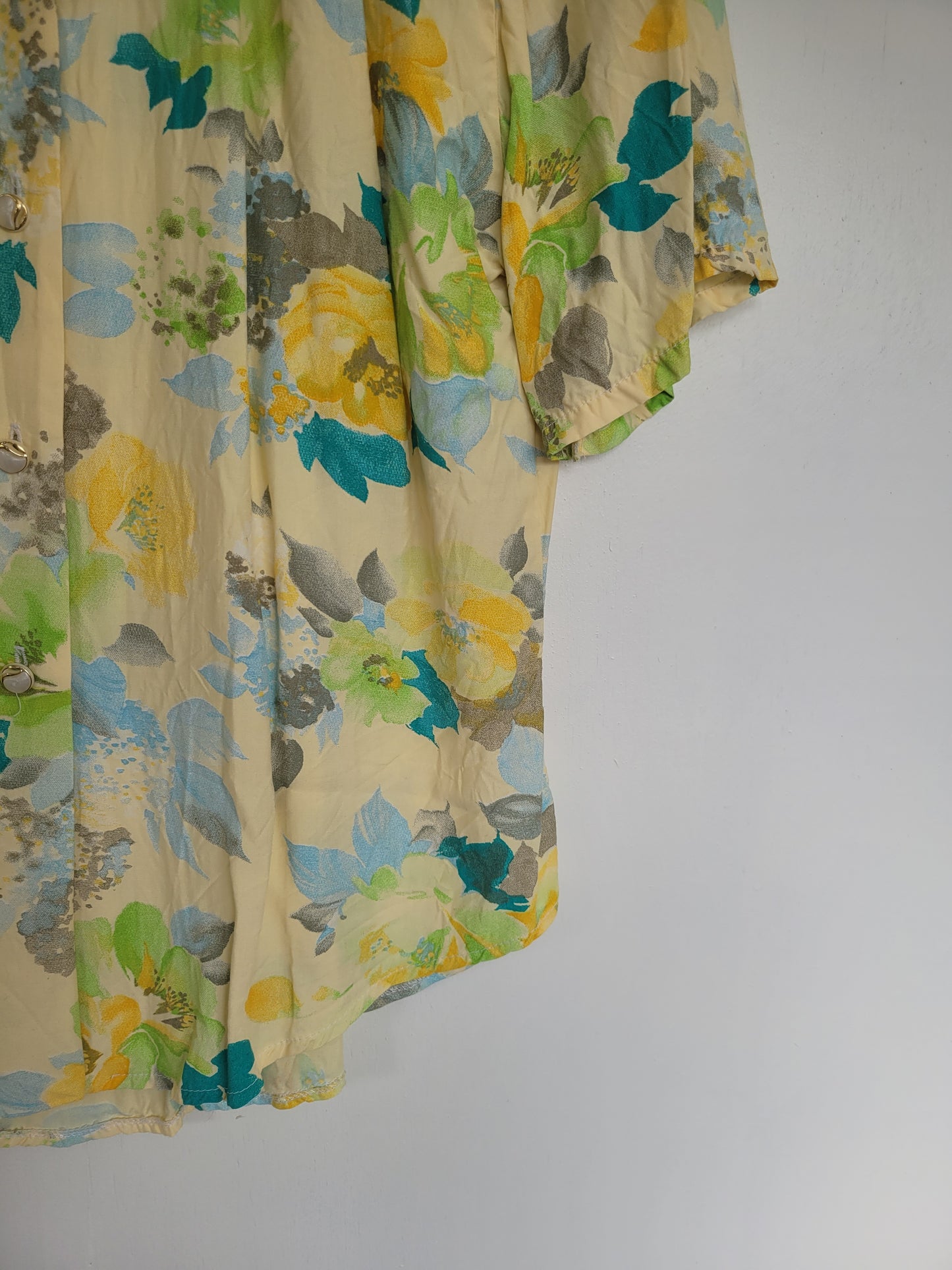 Lemon Bloom - vintage pastelgele blouse - maat M