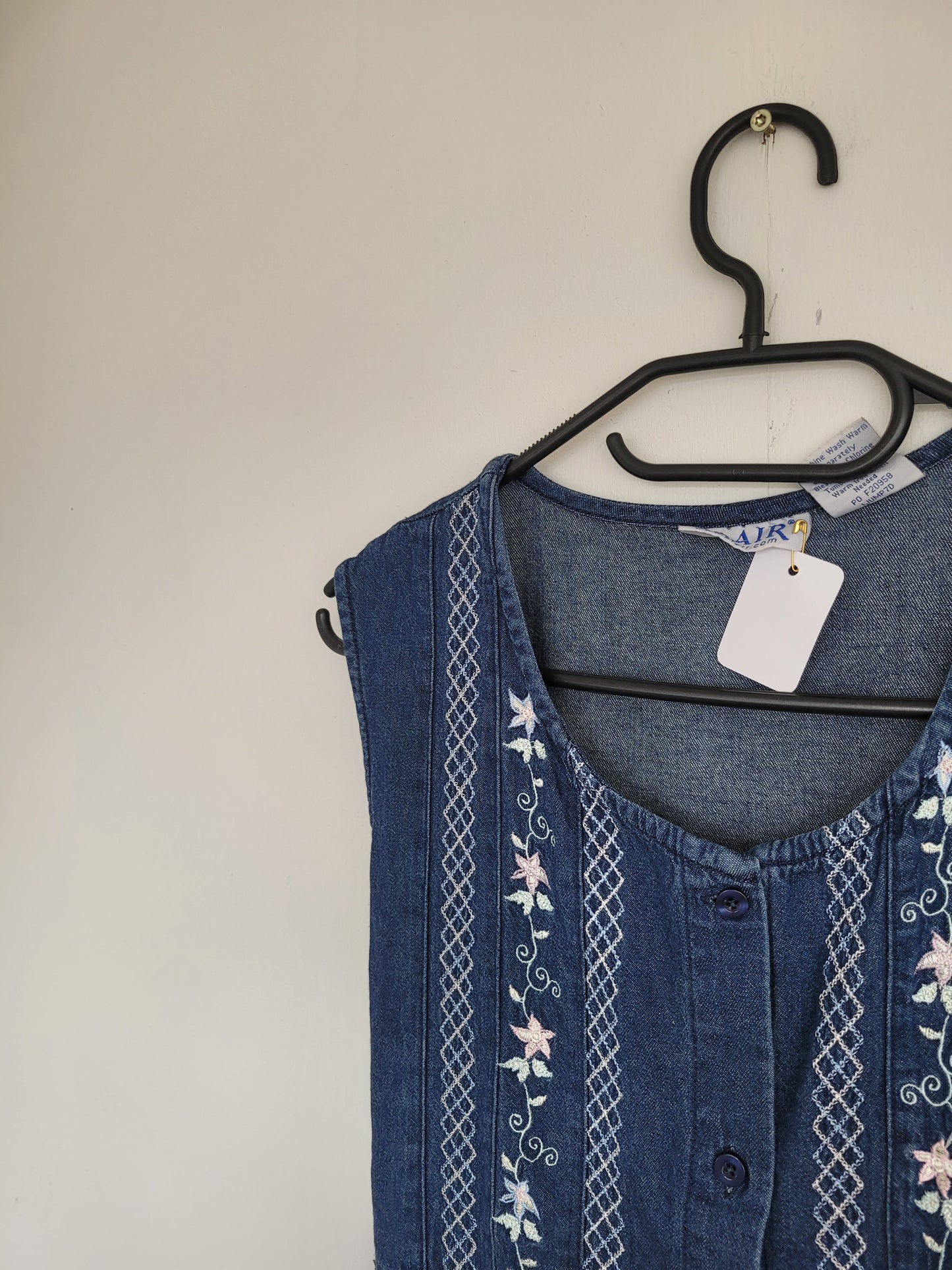 Denim bloemen jurk - M