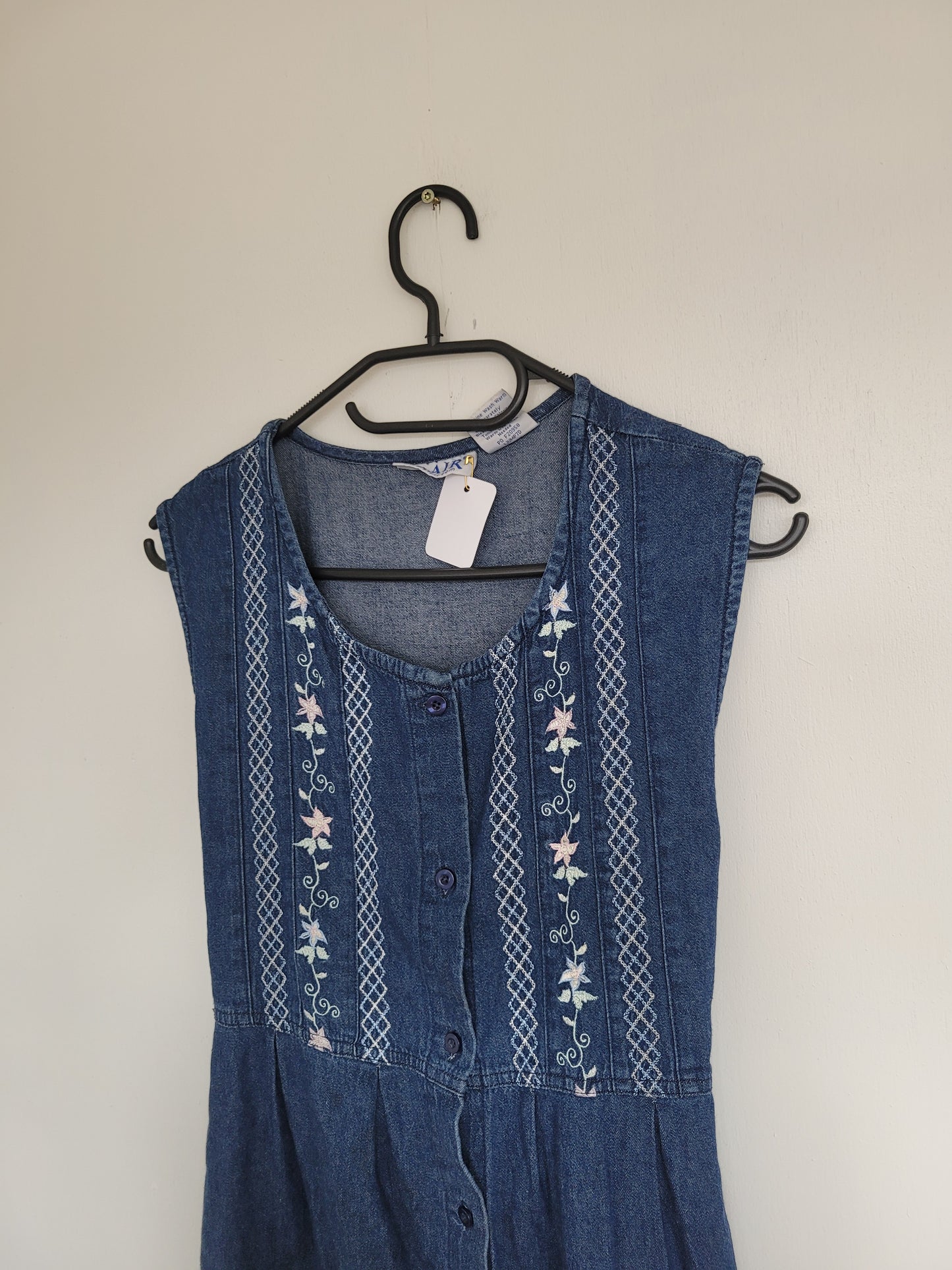 Denim bloemen jurk - M