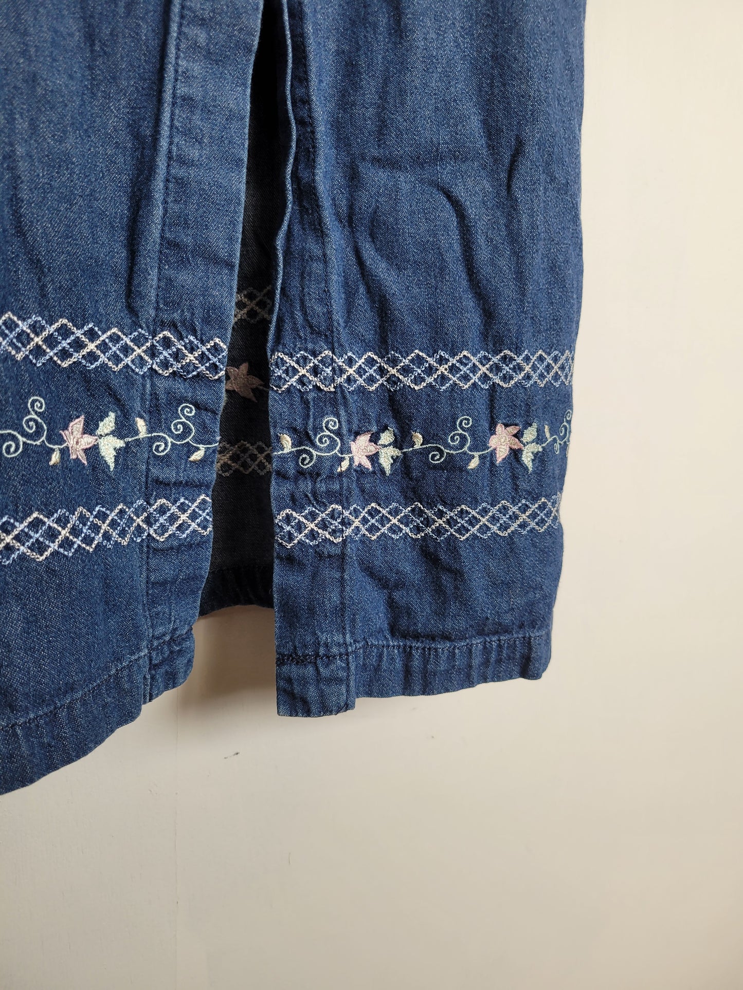 Denim bloemen jurk - M