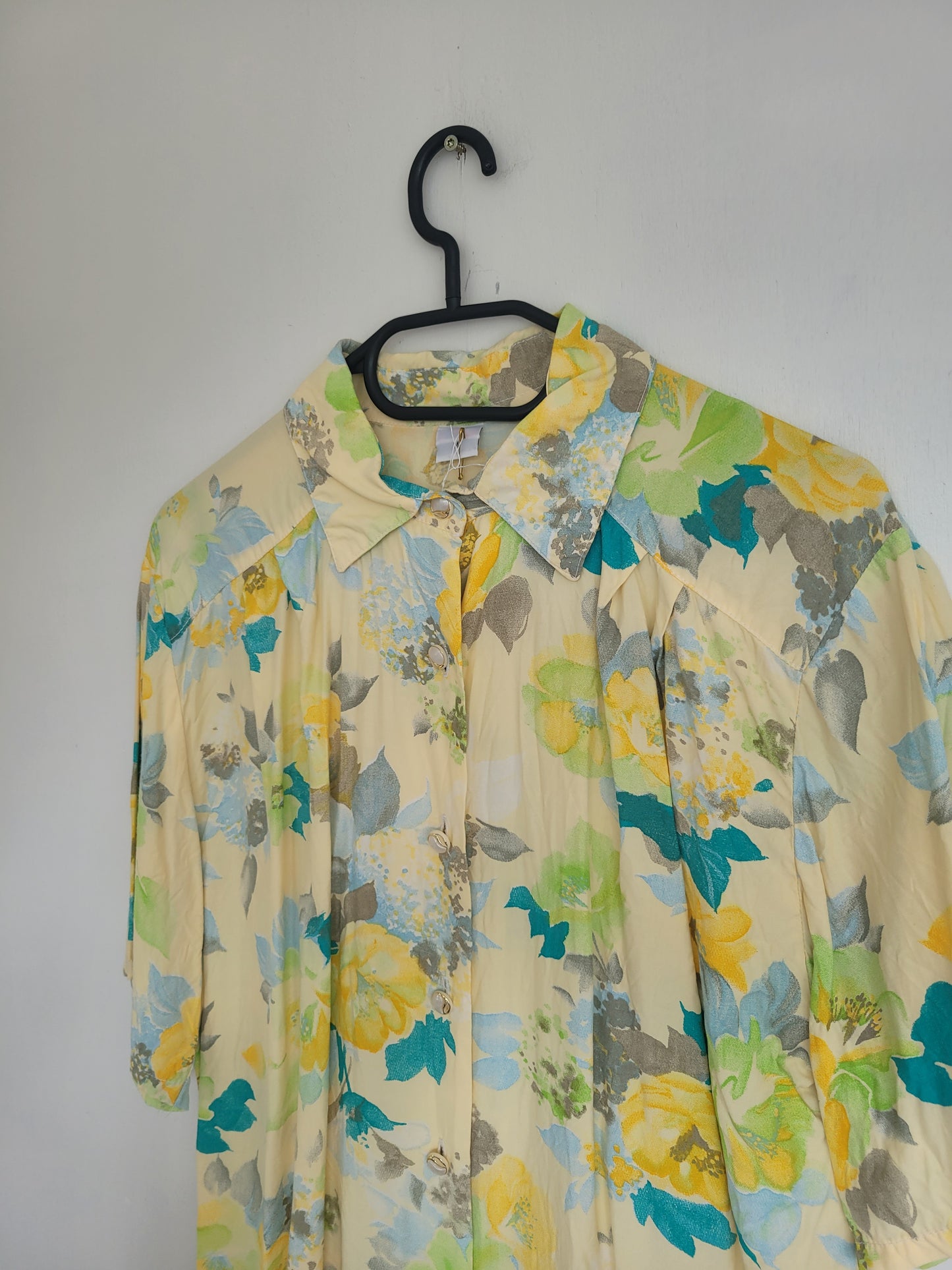 Lemon Bloom - vintage pastelgele blouse - maat M