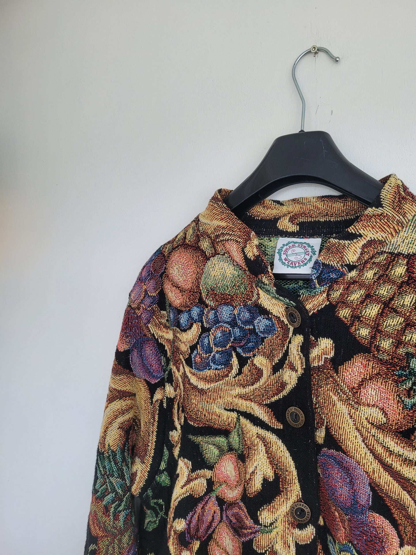 Baroque Botanica - vintage tapestry jasje met prachtige fruit print - maat L