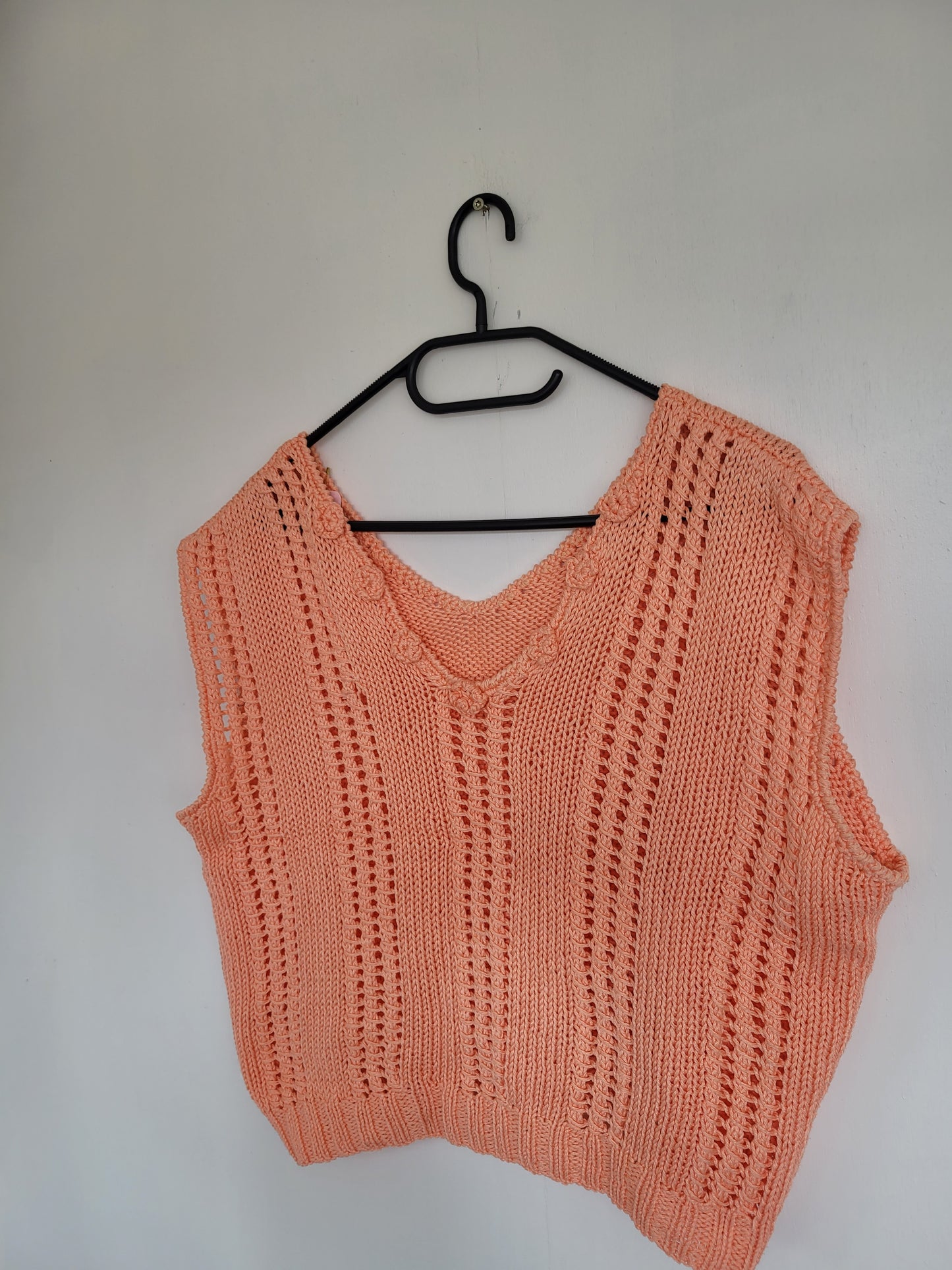 Koraalroze/oranje gehaakte cropped top - L/XL