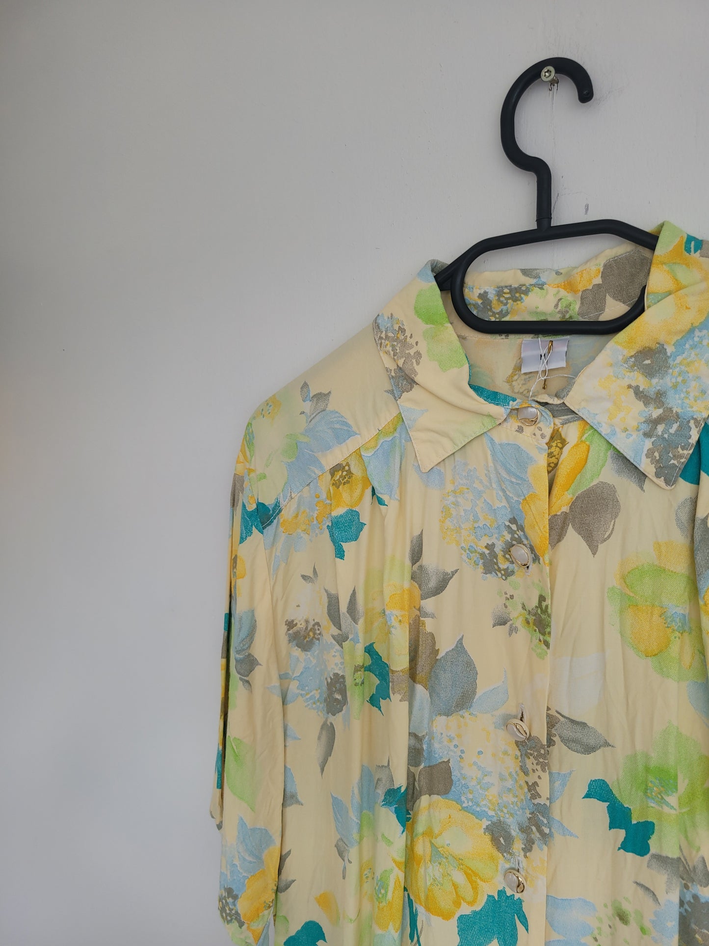 Lemon Bloom - vintage pastelgele blouse - maat M