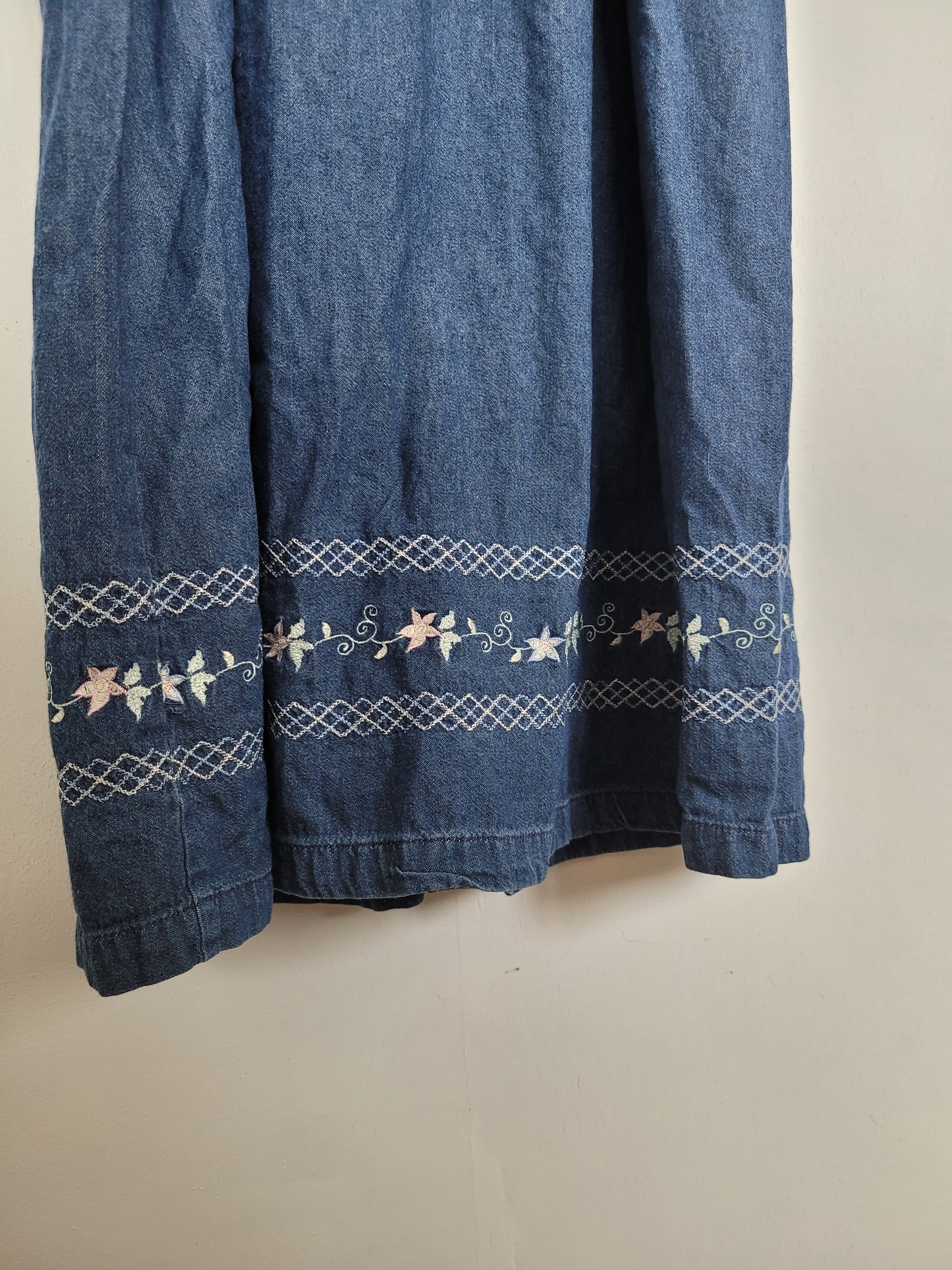Denim bloemen jurk - M