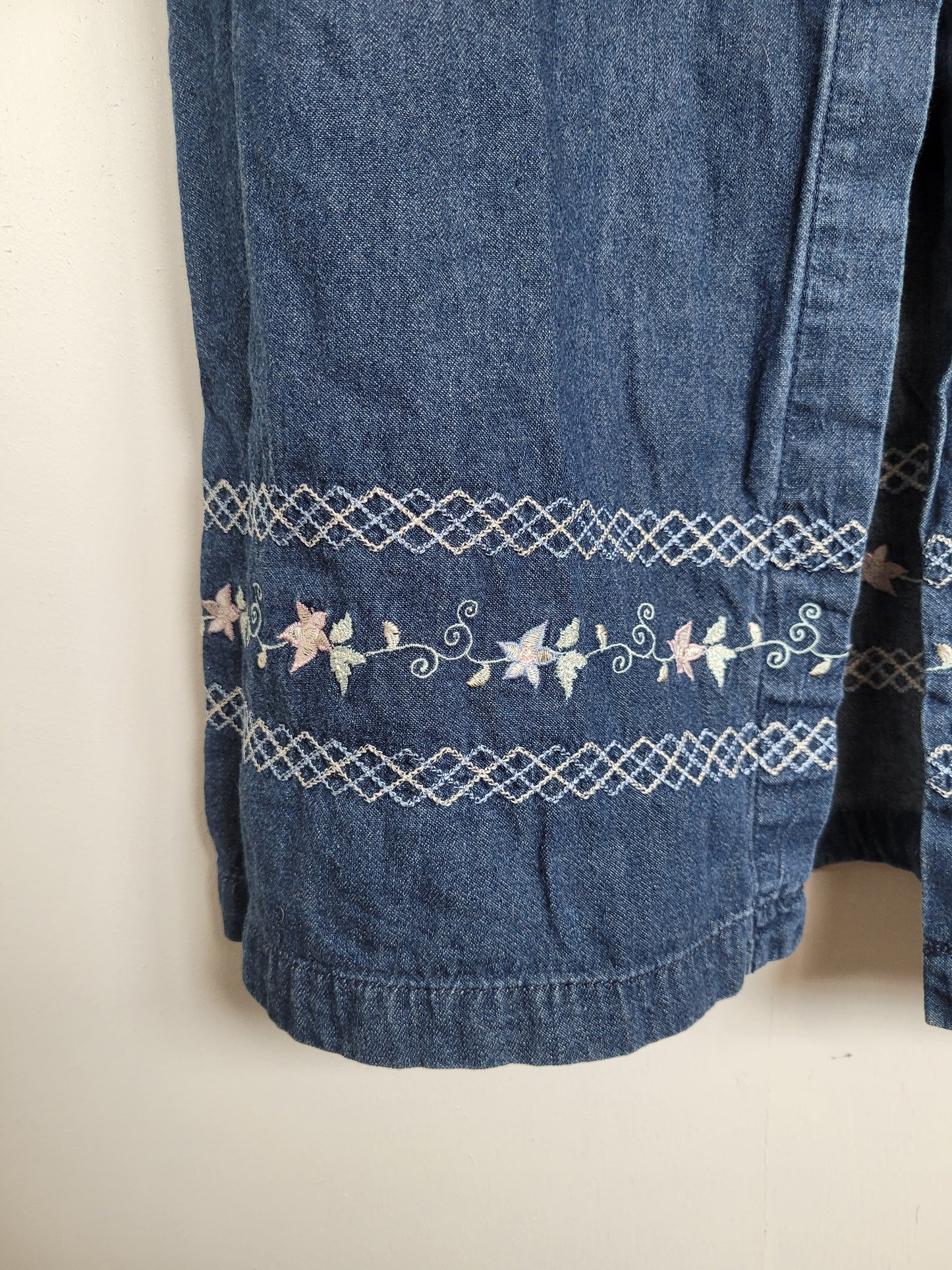 Denim bloemen jurk - M