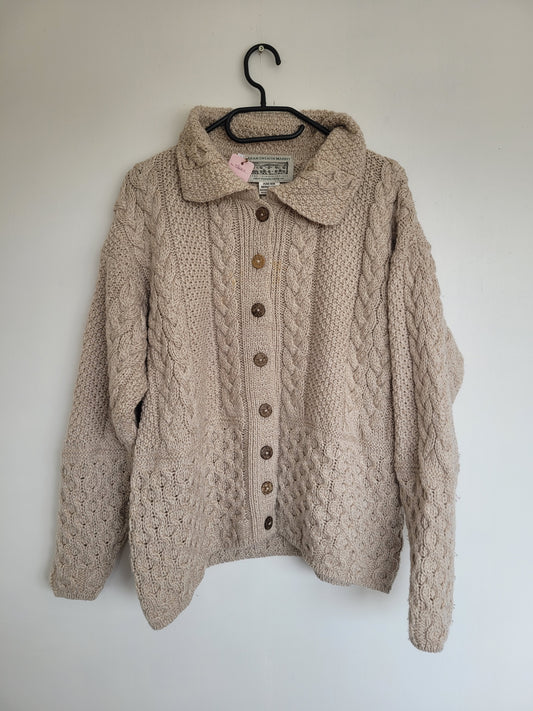 Weathered Wool - vintage Aran vest in beige kleur - maat S tot L