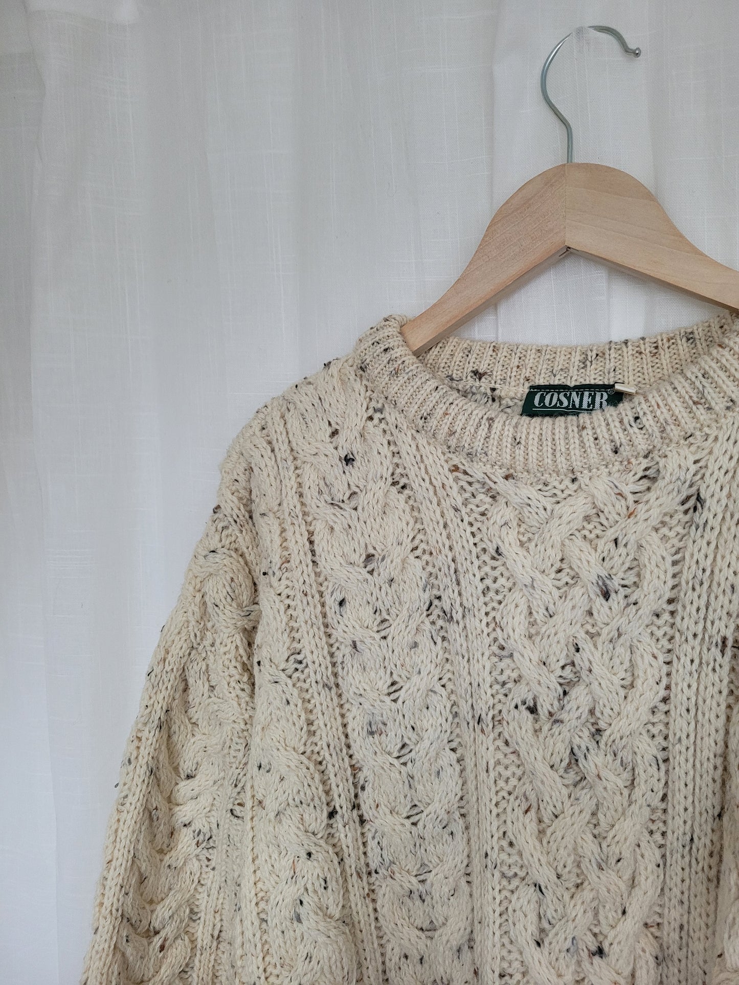 ☕ Morning Stillness - Aran knitted sweater - size L/XL