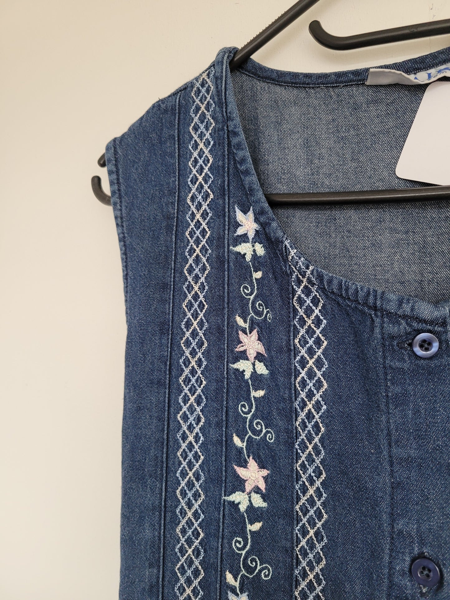 Denim bloemen jurk - M