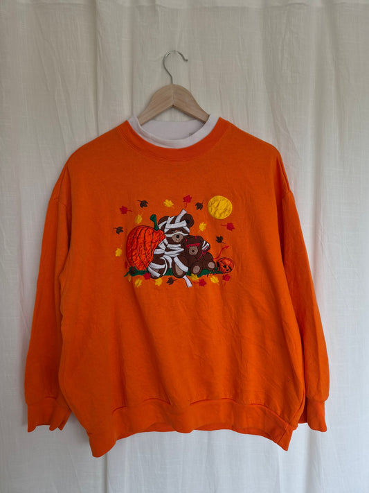 🧸 Trick or Treat, Little Bears! - vintage crewneck sweater with embroidered Halloween themed bears (Perfectly Imperfect) - size XL