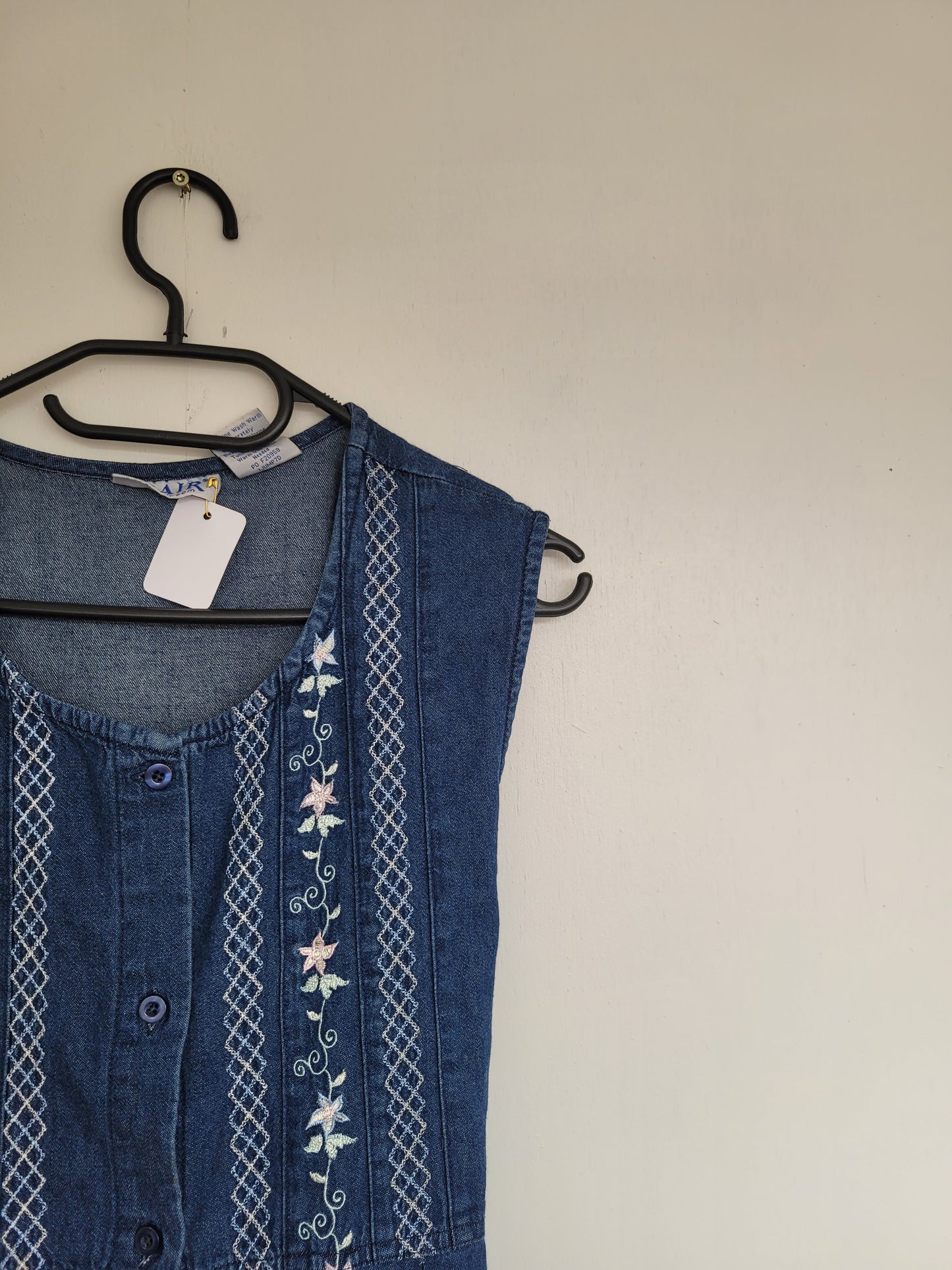 Denim bloemen jurk - M