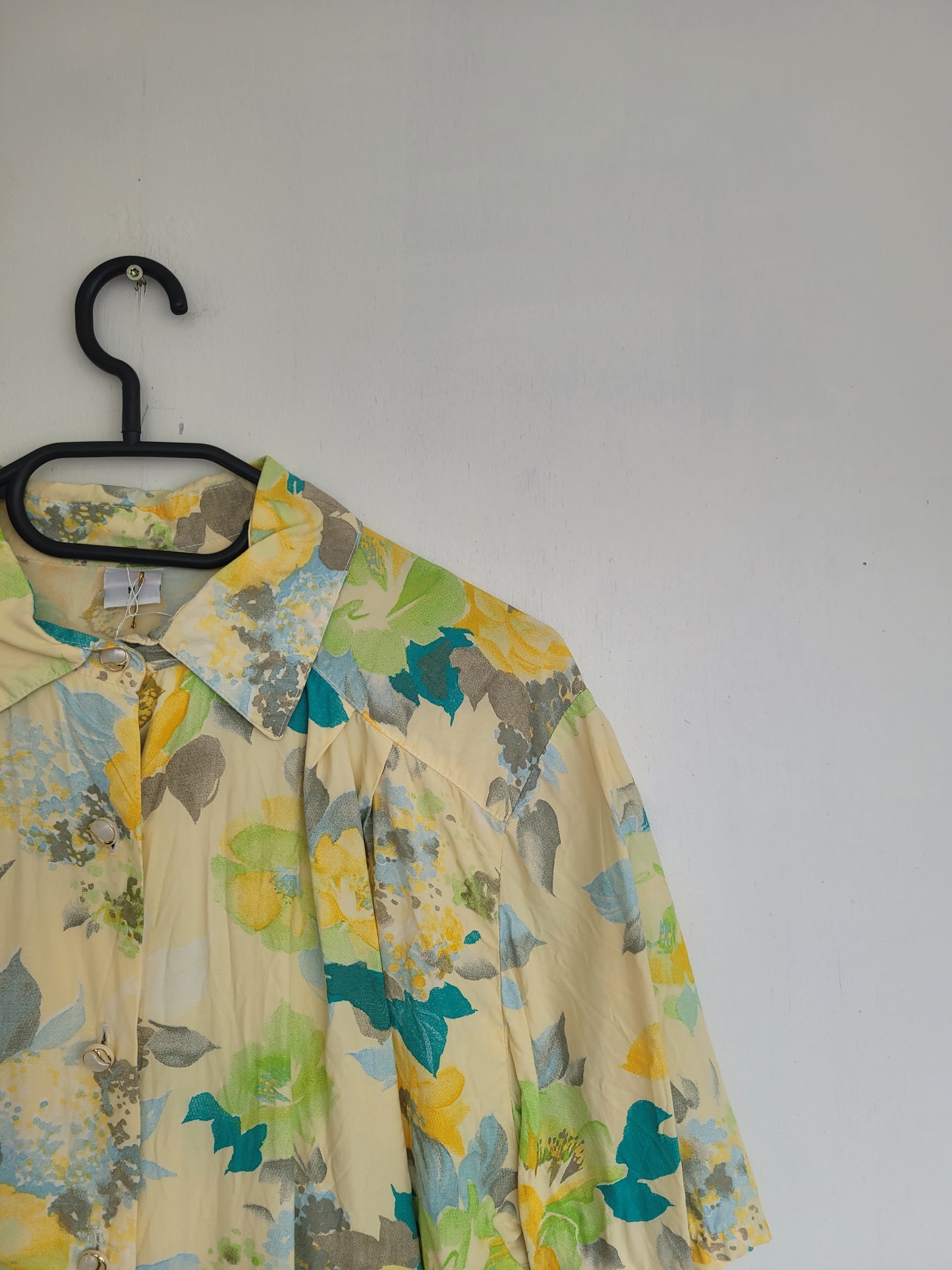 Lemon Bloom - vintage pastelgele blouse - maat M