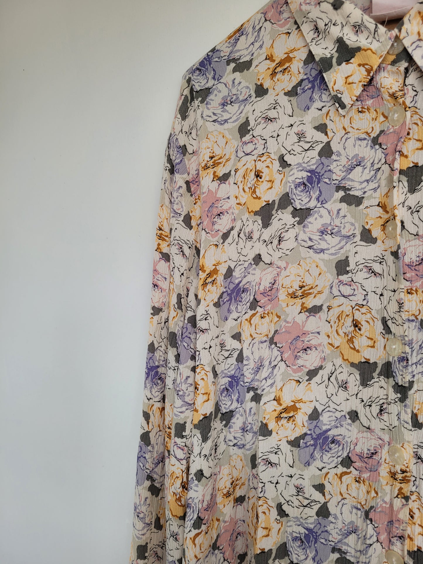 Pastelkleurige bloemen blouse - L/XL