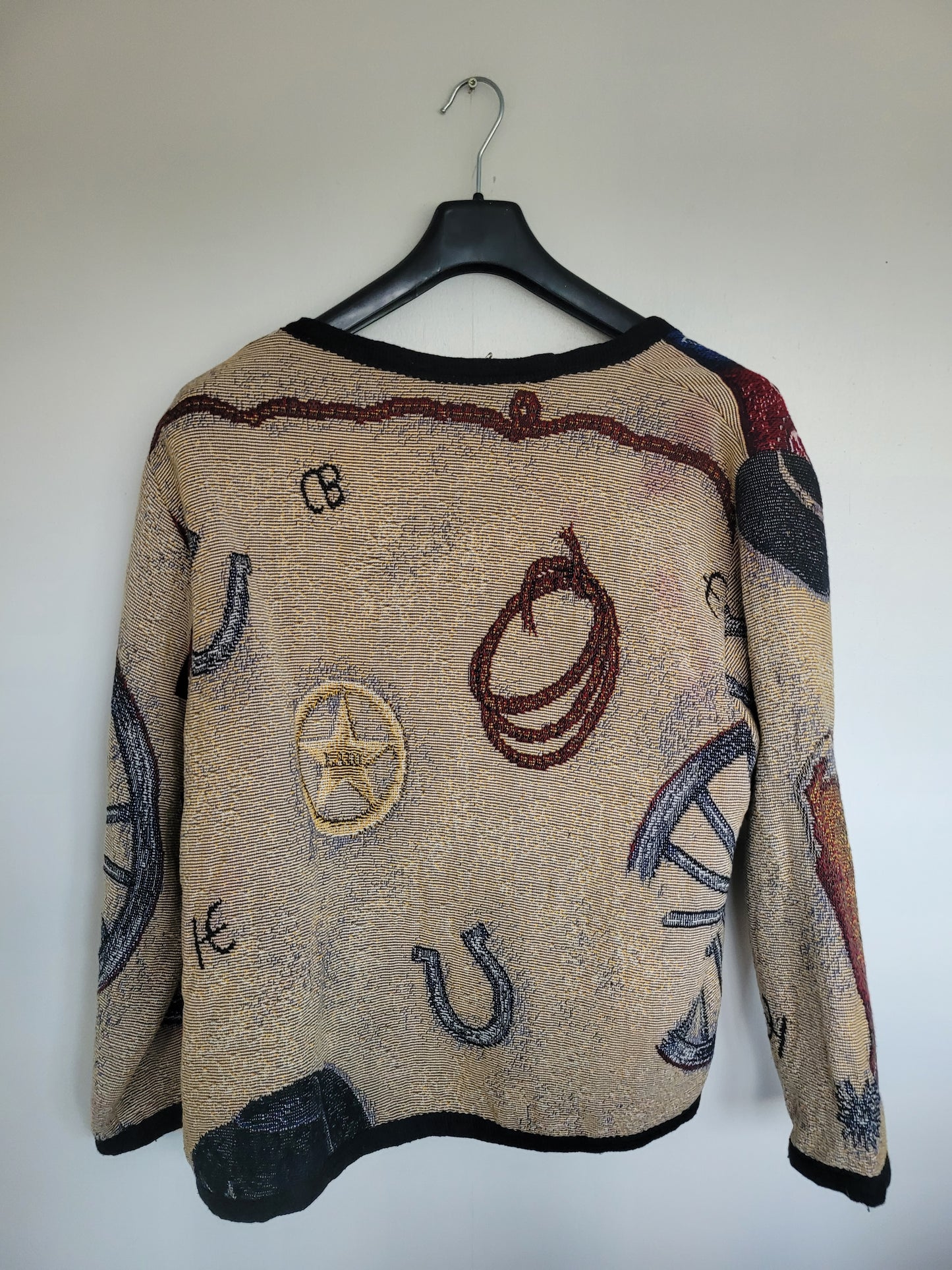 Cowboy’s Keepsake 🤠 - vintage tapestry jasje met verschillende western/cowboy afbeeldingen - maat L