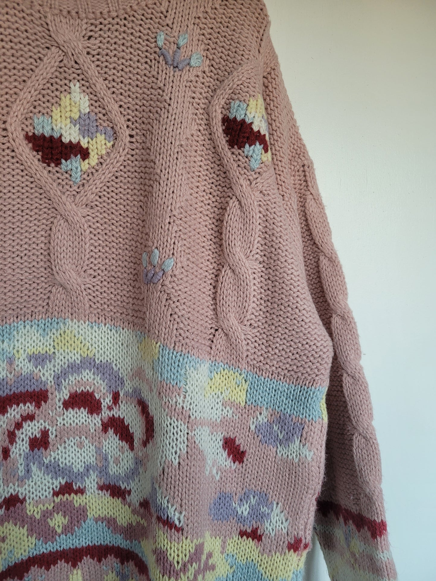 Soft Pink Flowers trui - L/XL